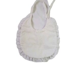 VTG Alexis White Eyelet Scalloped Baby Bib Made In Usa